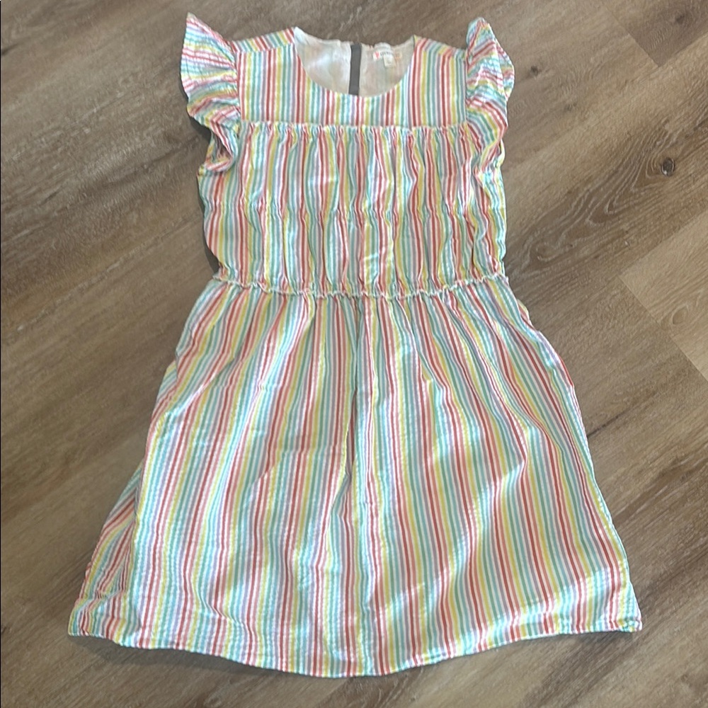 Crewcuts multicolor seersucker Casual Sundress with Flutter Sleeves